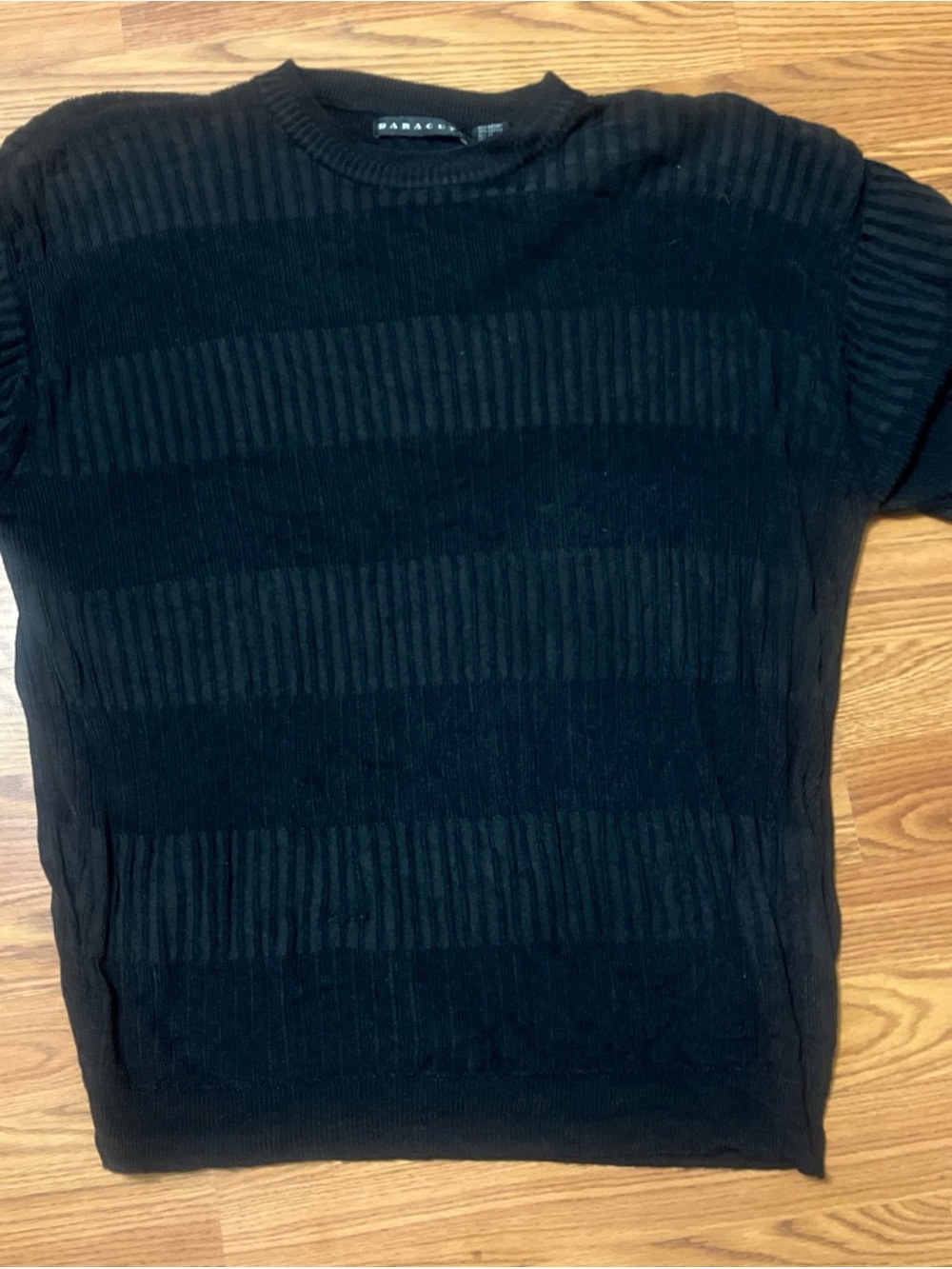 Baracuta Vintage Black Textured Short Sleeve Lightweight Sweater Mens XL